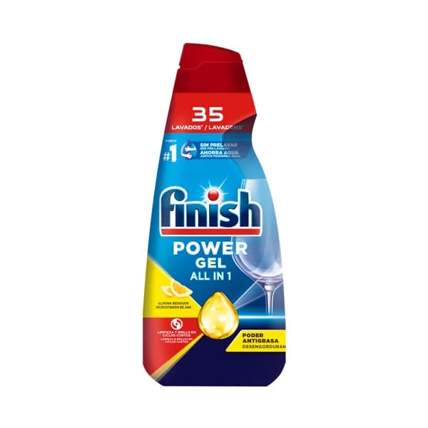 FINISH Power gel all in 1 Detergente en gel concentrado con aroma limón 35 lavados. - 0.7 l - Imagen del producto en Findit