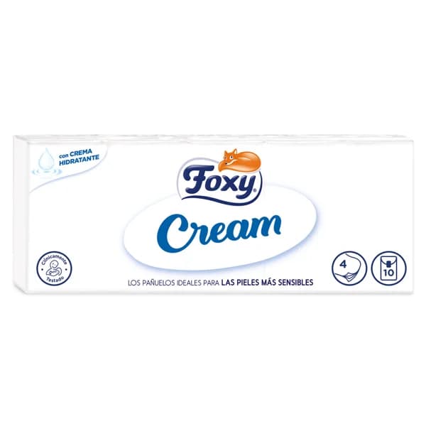 FOXY Pañuelos de celulosa desechables con crema hidratante FOXY Cream 10 uds. - 1 ud - Imagen del producto en Findit