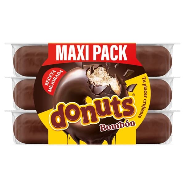 DONUTS Bombón Rosquillas cubiertas de chocolate 6 uds 330 g. - 0.33 kg - Imagen del producto en Findit