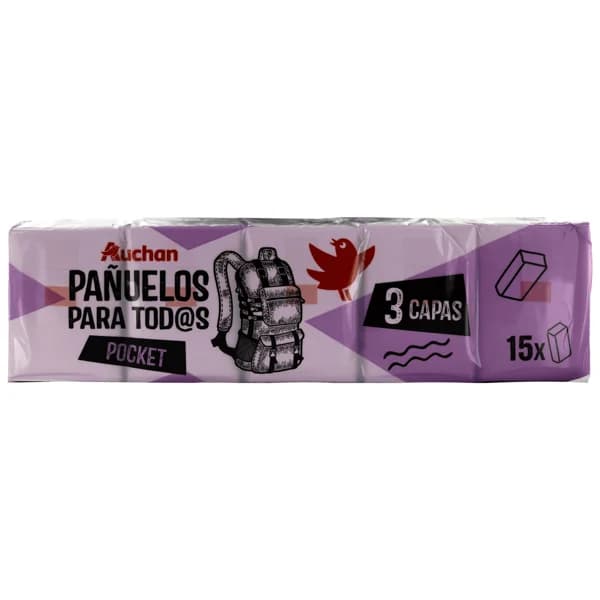 PRODUCTO ALCAMPO Pocket Pañuelos de papel de 3 capas 15 uds. - 1 ud - Imagen del producto en Findit