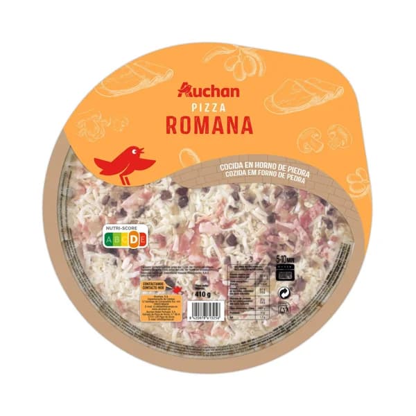 AUCHAN Pizza fresca Romana, cocida en horno de piedra 410 g. Producto Alcampo - 0.41 kg - Imagen del producto en Findit