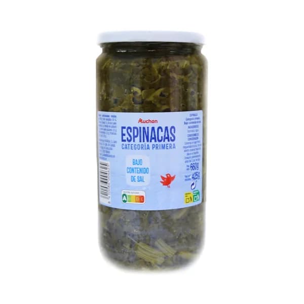 PRODUCTO ALCAMPO Espinacas contenido reducido en sal bote 425 g. - 0.43 kg - Imagen del producto en Findit