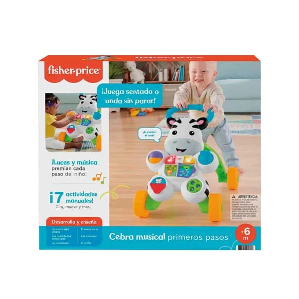 FISHER PRICE Cebra parlanchina primeros pasos, correpasillos bebé +6 meses (MATTEL DLD84) - 1 ud - Imagen del producto en Findit