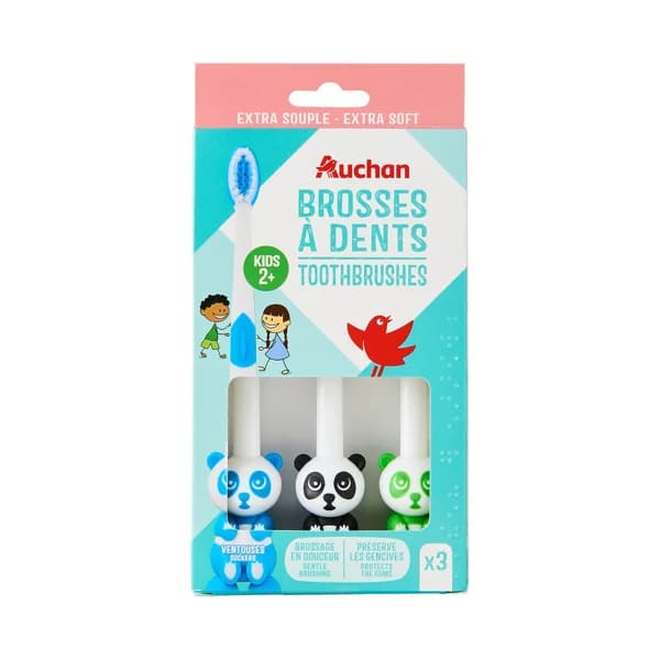PRODUCTO ALCAMPO Cepillo de dientes infantil (+ 2 años) con cabezal pequeño con filamentos extra suaves 3 uds. - 1 ud - Imagen del producto en Findit
