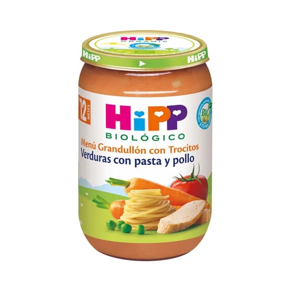 HIPP Biológico Tarrito (con trocitos) de verduras ecológicas, con pasta y pollo, partir de 12 meses 220 g. - 0.22 kg - Imagen del producto en Findit