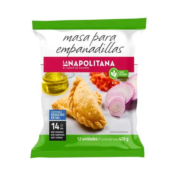 LA NAPOLITANA Masa vegana para empanadillas grandes (14 cm) 360 g. - 0.42 kg - Imagen del producto en Findit