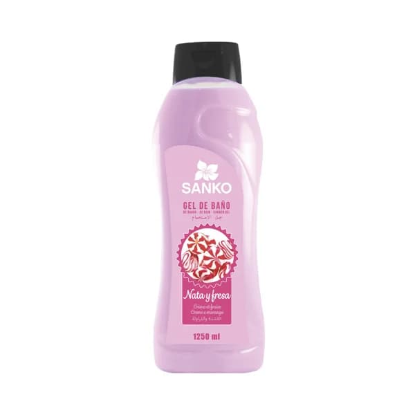 SANKO Gel para ducha o baño con perfume de nata y fresa, para todo tipo de pieles SANKO 1250 ml. - 1.25 l - Imagen del producto en Findit