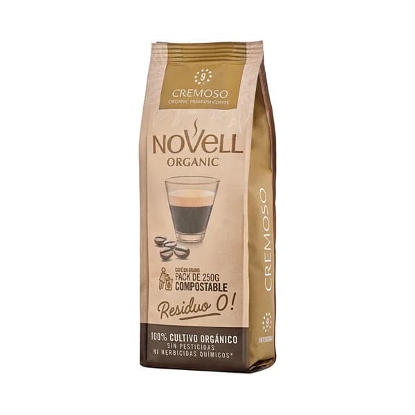 Novell Organic Café en grano compostable cremoso, de cultivo ecológico 250 g. - 0.25 kg - Imagen del producto en Findit