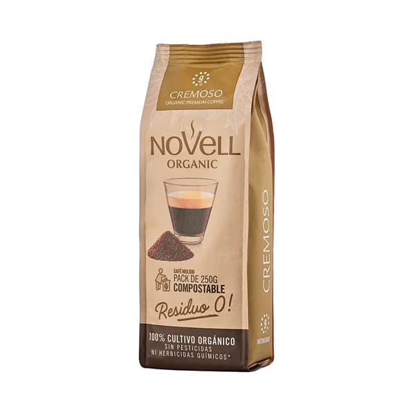 Novell Organic Café molido compostable cremoso, de cultivo ecológico 250 g. - 0.25 kg - Imagen del producto en Findit
