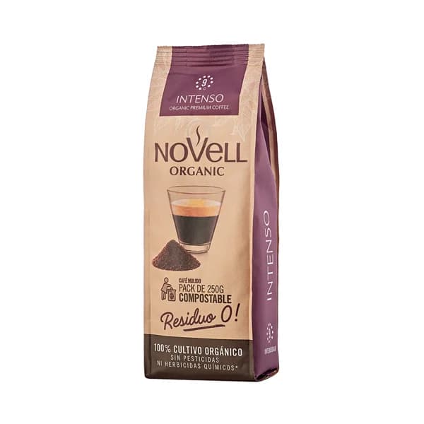 Novell Organic Café en grano compostable intenso, de cultivo ecológico 250 g. - 0.25 kg - Imagen del producto en Findit