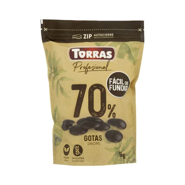 TORRAS Cobertura de chocolate con un 70% Cacao 1 kg. - 1 kg - Imagen del producto en Findit