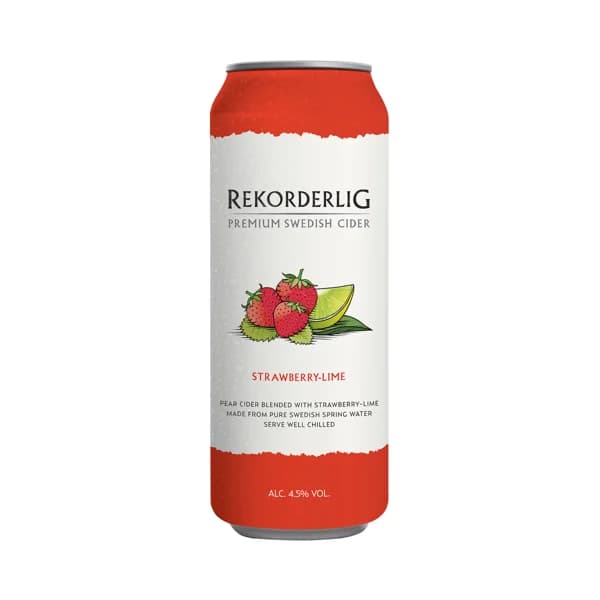 REKORDERLIG Cider de pera con un toque de fresa y lima lata 50 cl. - 0.5 l - Imagen del producto en Findit