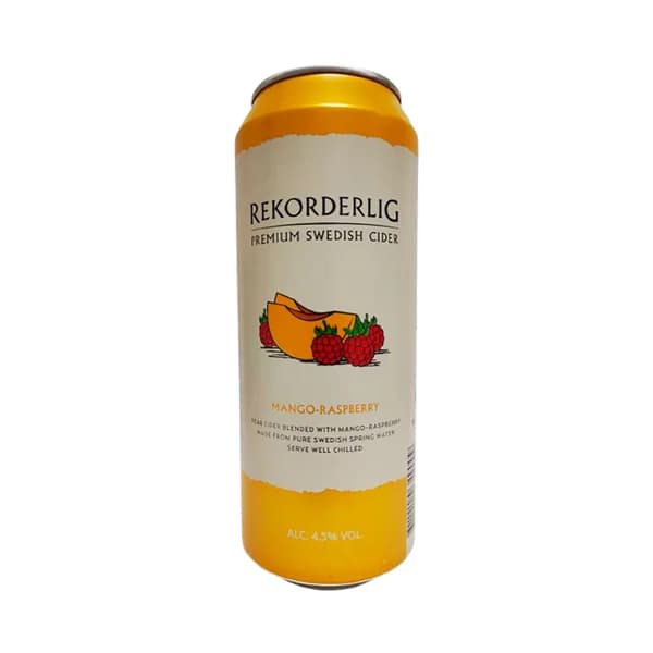 REKORDERLIG Cider de pera con un toque de mango y frambuesa lata 50 cl. - 0.5 l - Imagen del producto en Findit