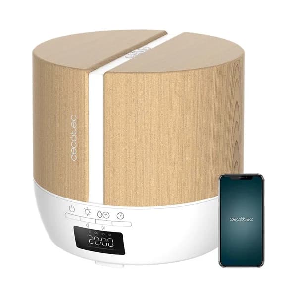 Difusor de aromas CECOTEC PureAroma 550 Connected White Woody, temporizador, pantalla Led, capacidad 500ml. - 1 ud - Imagen del producto en Findit