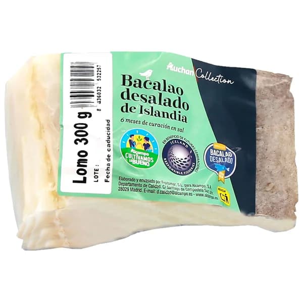 AUCHAN Collection Bacalao desalado lomo 300 g. Producto Alcampo - 0.3 kg - Imagen del producto en Findit