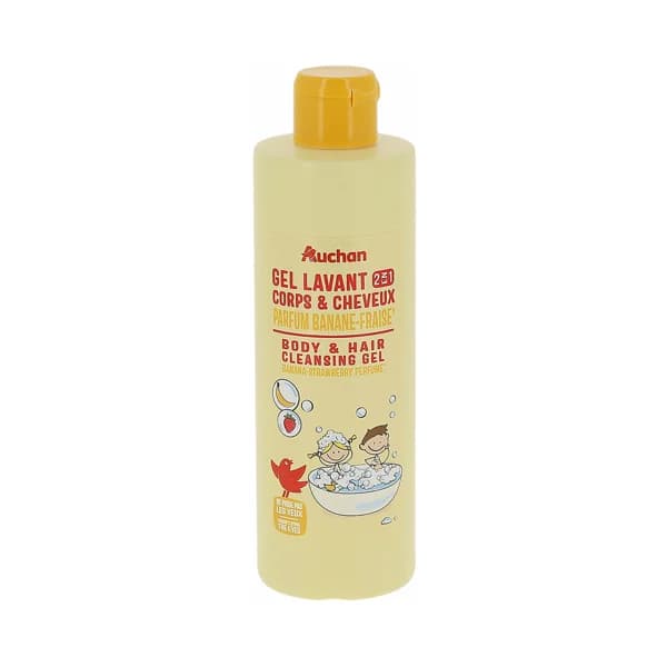 PRODUCTO ALCAMPO Gel y champú infantil para cuerpo y cabello con aroma a plátano y fresa 250 ml. - 0.25 l - Imagen del producto en Findit