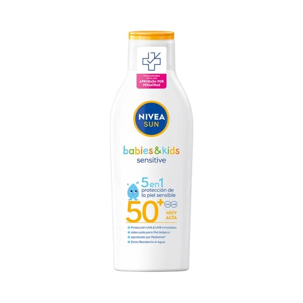NIVEA Sun kids sensitive Loción solar especial para niños, con factor de protección 50+ (muy alto) 200 ml. - 0.2 l - Imagen del producto en Findit
