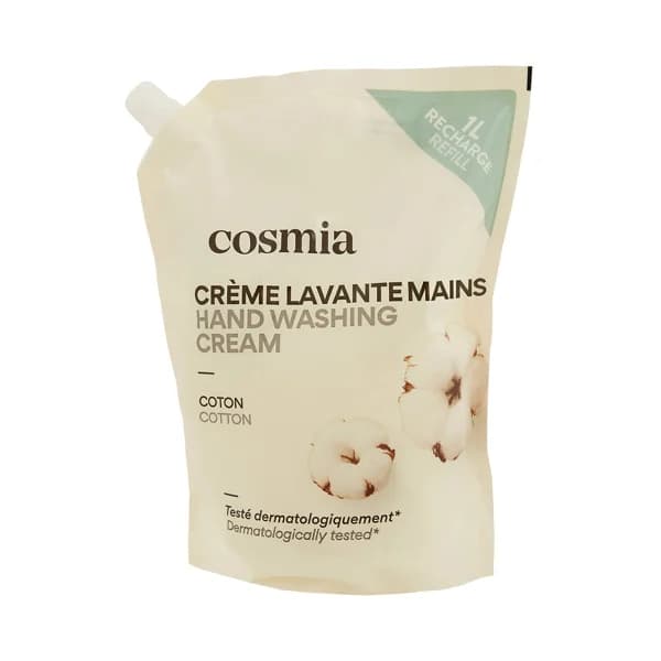 COSMIA Recambio de jabón líquido (textura crema) para manos, con aroma a algodón 1 l. - 1 l - Imagen del producto en Findit