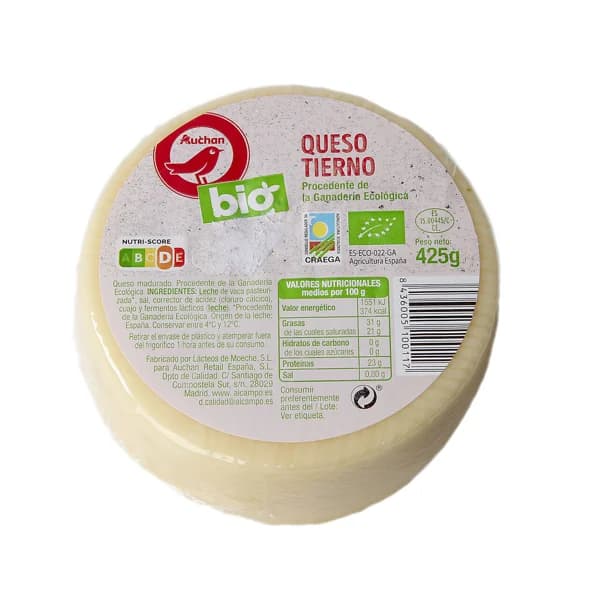 PRODUCTO ALCAMPO Queso madurado de vaca ecológico PRODUCTO ALCAMPO 425 g. - 0.43 kg - Imagen del producto en Findit