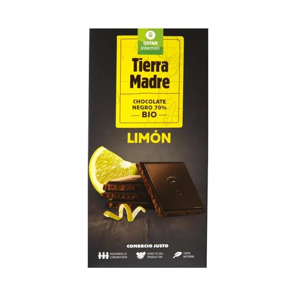 INTERMÓN OXFAM Chocolate negro, 70 % cacao con limón, ecológico INTERMÓN OXFAM TIERRA MADRE 100 g. - 0.1 kg - Imagen del producto en Findit