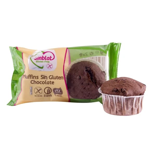 SINBLAT Muffins sin gluten de chocolate SINBLAT 2 uds. 90 g. - 0.09 kg - Imagen del producto en Findit