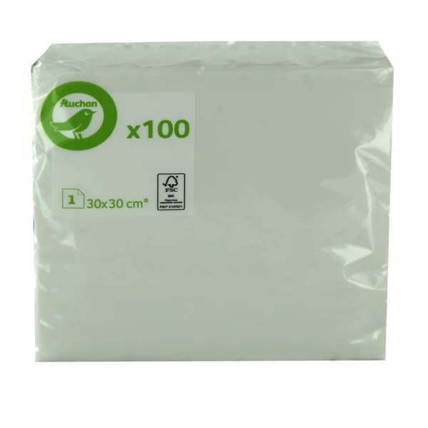 ACTUEL Servilletas de papel desechables 30 x 30 cm 1 capa blancas ACTUEL 100 uds. - 1 ud - Imagen del producto en Findit