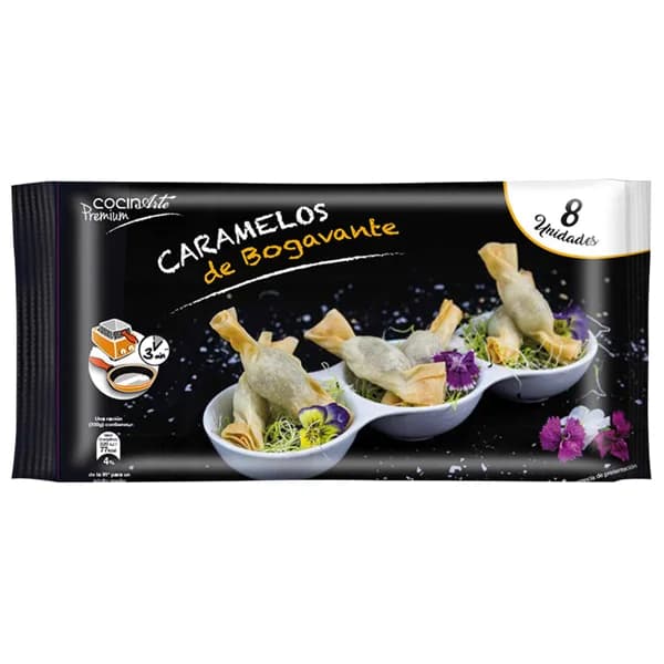COCINARTE Suculento relleno de bogavante envuelto en crujiente pasta filo en forma de caramelo Premium 8 uds. - 0.11 kg - Imagen del producto en Findit