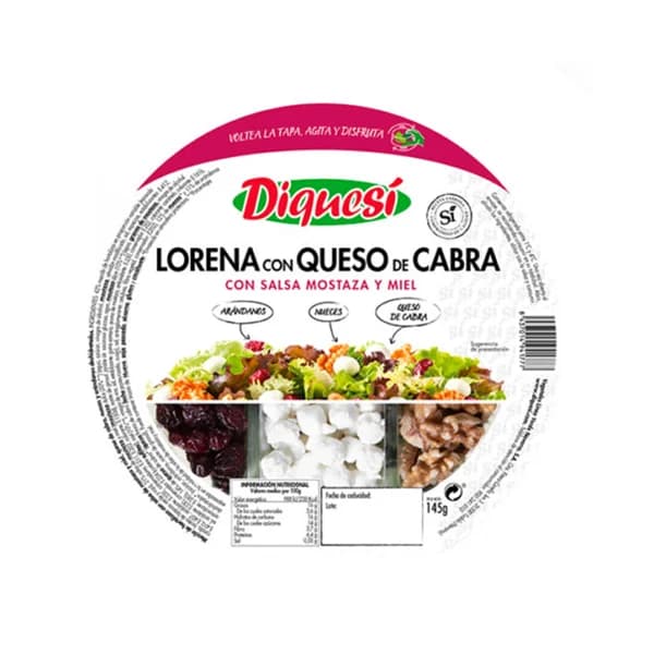 Ensalada Lorena con queso de cabra DIQUESI 145 g. - 0.15 kg - Imagen del producto en Findit
