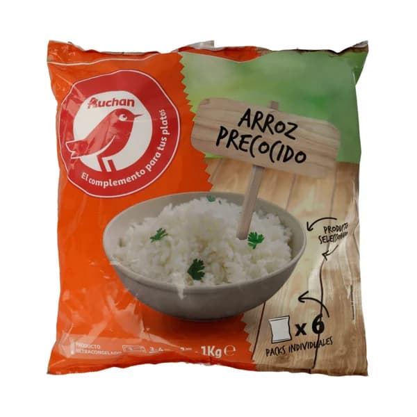 AUCHAN Arroz blanco precocido y congelado, especial para microondas 6 x 167 g. Producto Alcampo - 1 kg - Imagen del producto en Findit