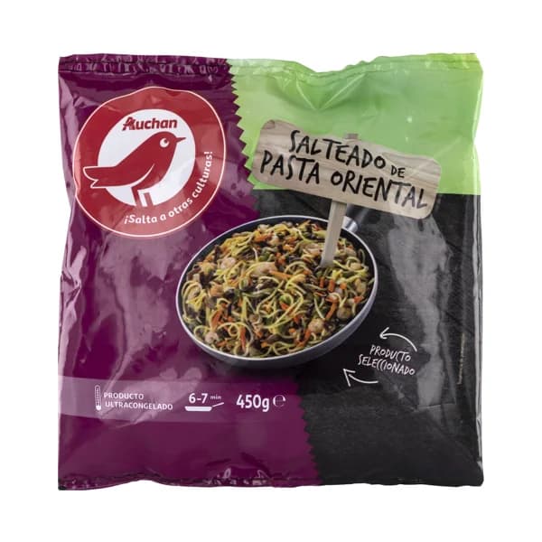 AUCHAN Salteado de pasta oriental ultracongelado 450 g. Producto Alcampo - 0.45 kg - Imagen del producto en Findit