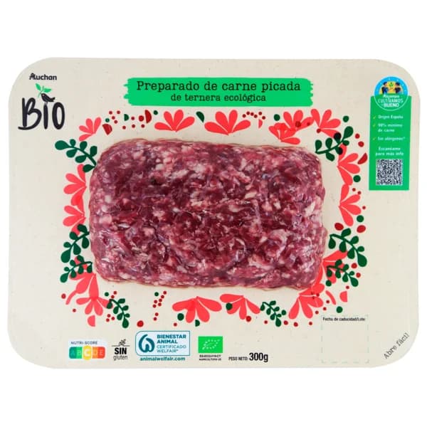 ALCAMPO CULTIVAMOS LO BUENO ECOLÓGICO Preparado de carne picada de ternera ecológica  300 g. - 0.3 kg - Imagen del producto en Findit