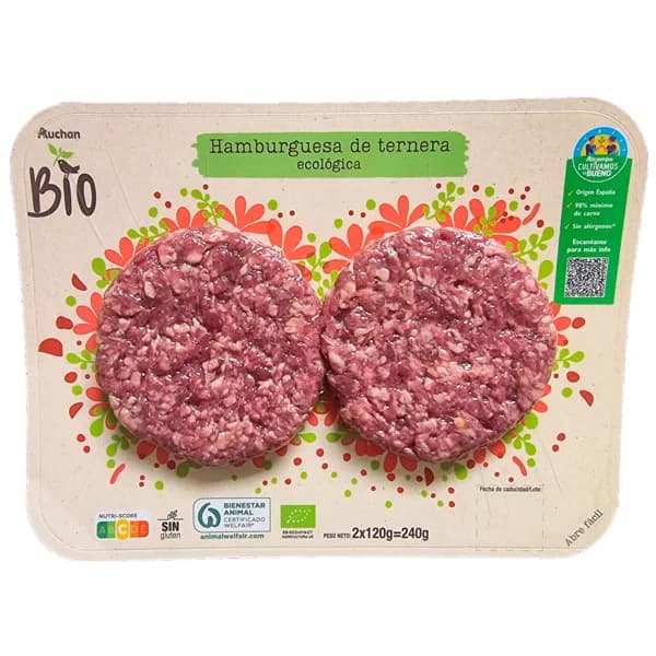 ALCAMPO CULTIVAMOS LO BUENO ECOLÓGICO Hamburguesas de tenernera ecológica  2 x 120 g. - 0.24 kg - Imagen del producto en Findit