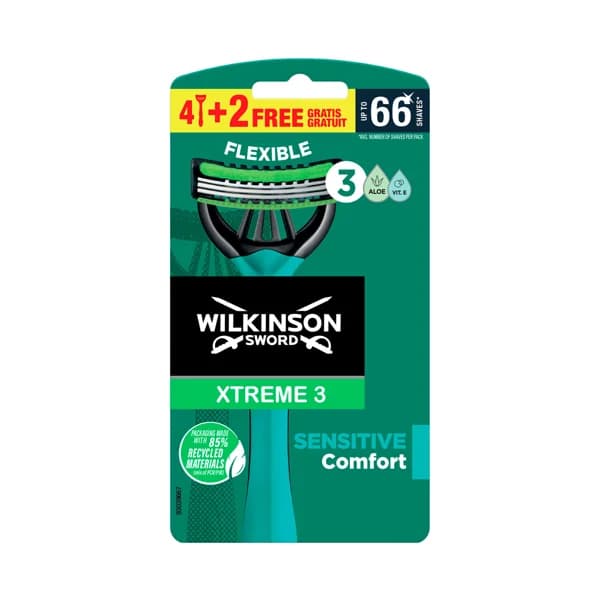WILKINSON Xtreme 3 Cuchilla de afeitar desechable , con cabezal de triple hoja 4 + 2 uds - 1 ud - Imagen del producto en Findit