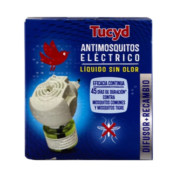 PRODUCTO ALCAMPO Tucyd Antimosquitos eléctrico (difusor + recambio) con líquido sin olor. - 1 ud - Imagen del producto en Findit