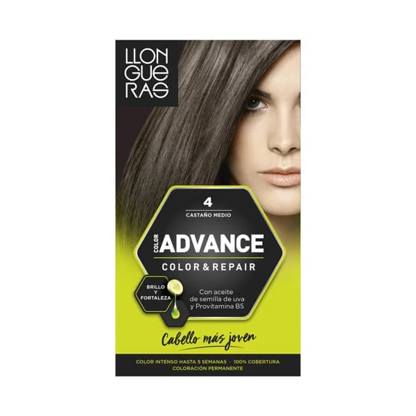 LLONGUERAS Tinte de pelo tono 004 Castaño medio LLONGUERAS Color advance. - 1 ud - Imagen del producto en Findit