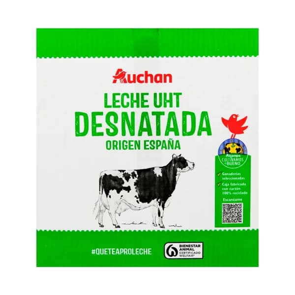 ALCAMPO CULTIVAMOS LO BUENO Leche de vaca desnatada, de origen española 6x1 l. - 6 l - Imagen del producto en Findit