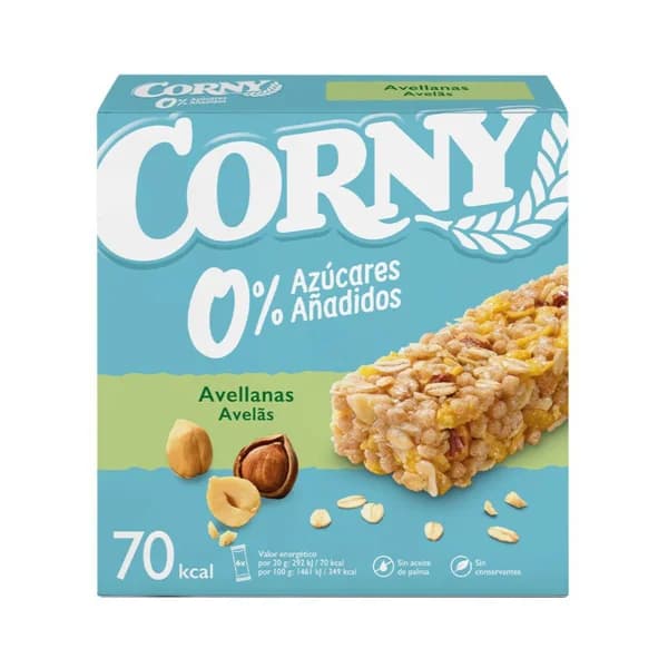 CORNY Barra de cereal con avellanas, sin azúcares añadidos 6x20 g. - 0.12 kg - Imagen del producto en Findit
