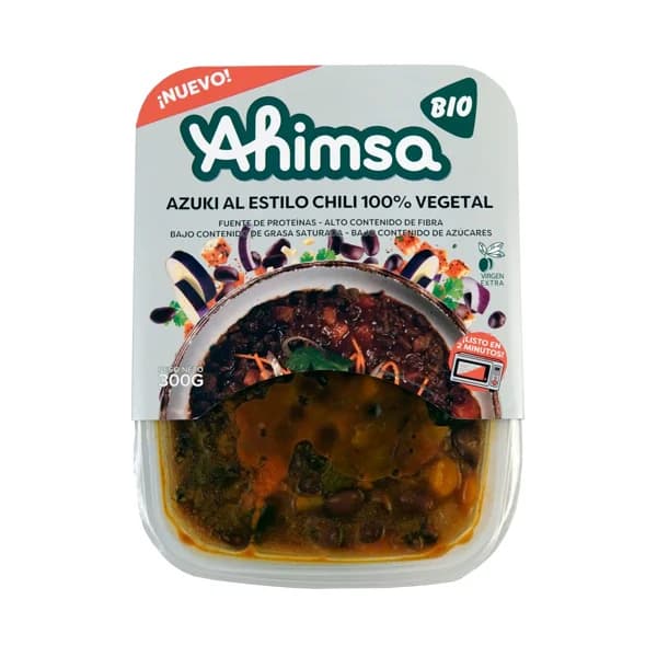AHIMSA Bio Azuki (judias) al estilo chili (100% vegetal), listas para calentar y comer 300 g. - 0.3 kg - Imagen del producto en Findit