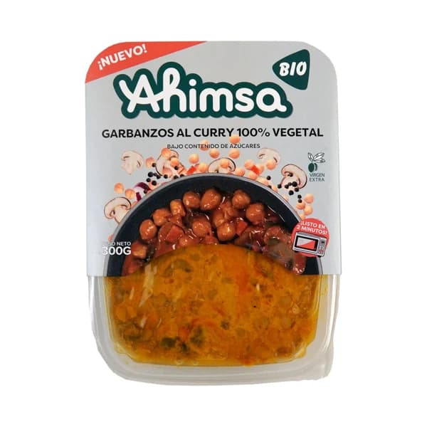 AHIMSA Bio Garbanzos al curry (100% vegetal), listos para calentar y comer 300 g. - 0.3 kg - Imagen del producto en Findit
