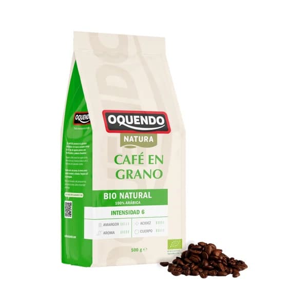 OQUENDO Natura Café (ecológico 100% Arábica) de tueste natural en grano, intensidad 6 500 g. - 0.5 kg - Imagen del producto en Findit