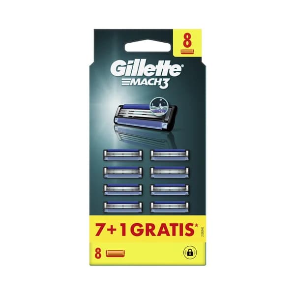 GILLETTE Mach 3 Recambio para maquinillas de afeitar para hombre 8 uds. - 1 ud - Imagen del producto en Findit