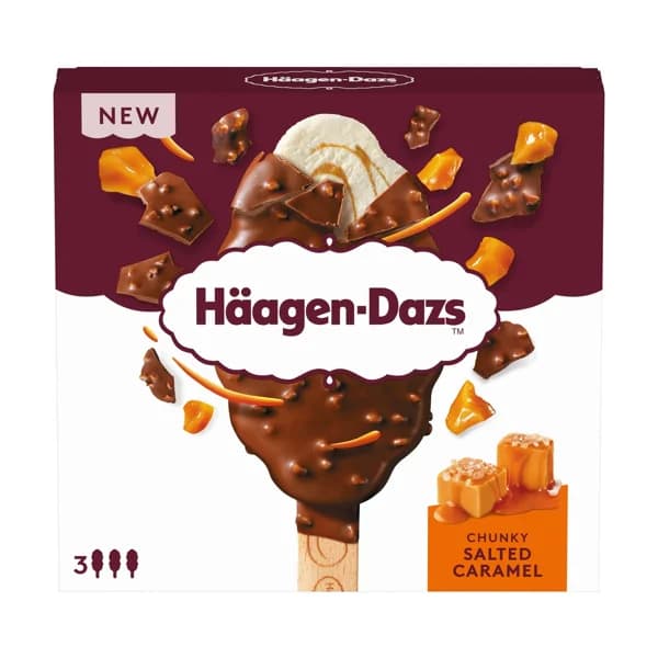 HÄAGEN-DAZS Bombón de helado de vainilla con trozos de caramelo salado 3 x 80 ml. - 0.2 l - Imagen del producto en Findit