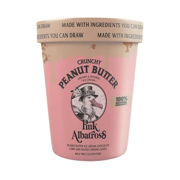 PINK ALBATROS Tarrina de helado de cacahuete con chocolate y salsa de caramelo salado 480 ml. - 0.32 kg - Imagen del producto en Findit