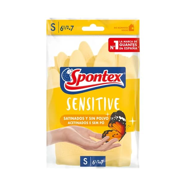 SPONTEX Guantes de látex satinado talla S 6 1/2 - 7 SPONTEX SENSITIVE 1 par - 1 ud - Imagen del producto en Findit