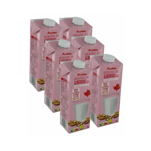 AUCHAN Bebida de almendras sin azúcar 6 x 1 l. Producto Alcampo - 6 l - Imagen del producto en Findit