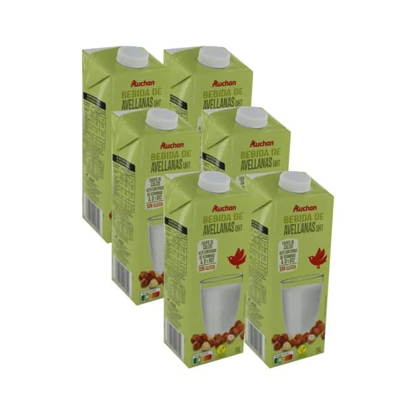 AUCHAN Bebida vegetal de avellana 6 x 1 l. Producto Alcampo - 6 l - Imagen del producto en Findit