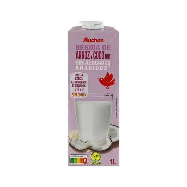 AUCHAN Bebida de coco y arroz sin azúcares añadidos ni gluten 1 l. Producto Alcampo - 1 l - Imagen del producto en Findit