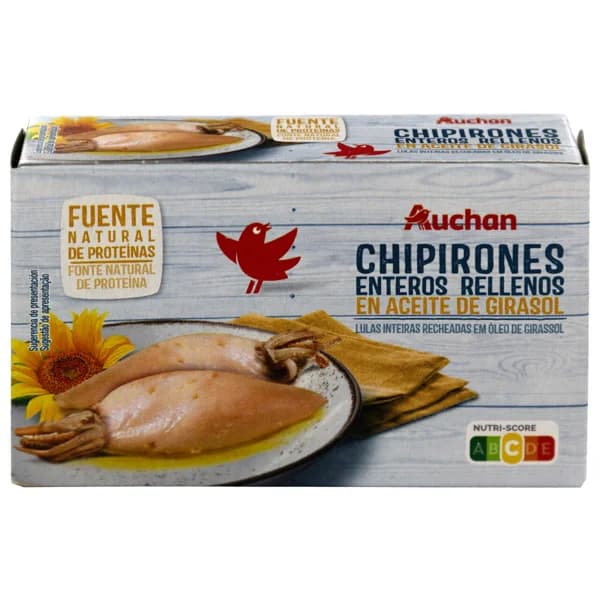 PRODUCTO ALCAMPO Chipirones rellenos enteros, en aceite de girasol 72 g. - 0.07 kg - Imagen del producto en Findit