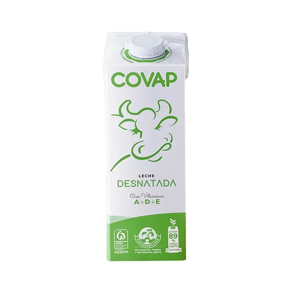 COVAP Leche desnatada de vaca, de origen español 1 l. - 1 l - Imagen del producto en Findit