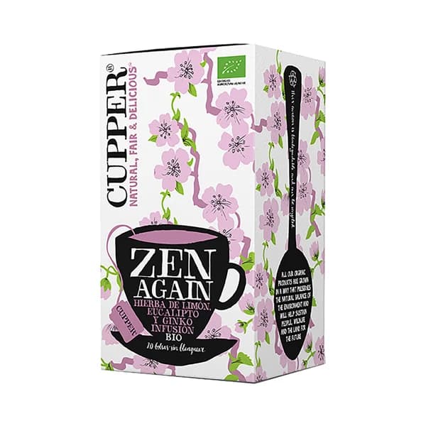 CUPPER Zen again Infusión de hierba de limón, eucalipto y ginko de origen ecológico 20 uds, 35g. - 1 ud - Imagen del producto en Findit